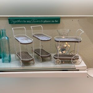 Three Mini Two Tier Mini Bar Carts For Sale